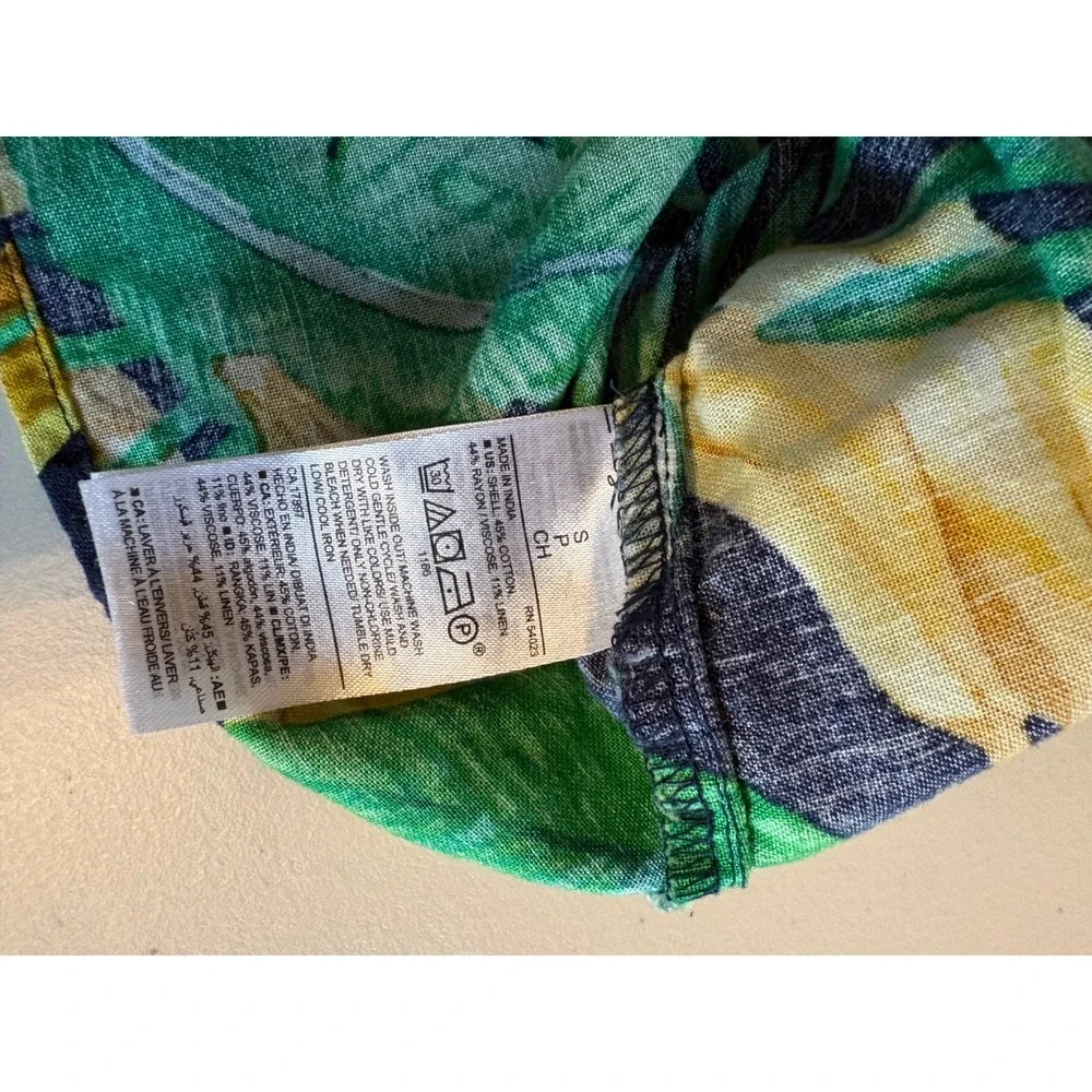 Old‎ Navy Womens S Tropical Banana Print V-Neck Button Front Blouse Cotton Mix